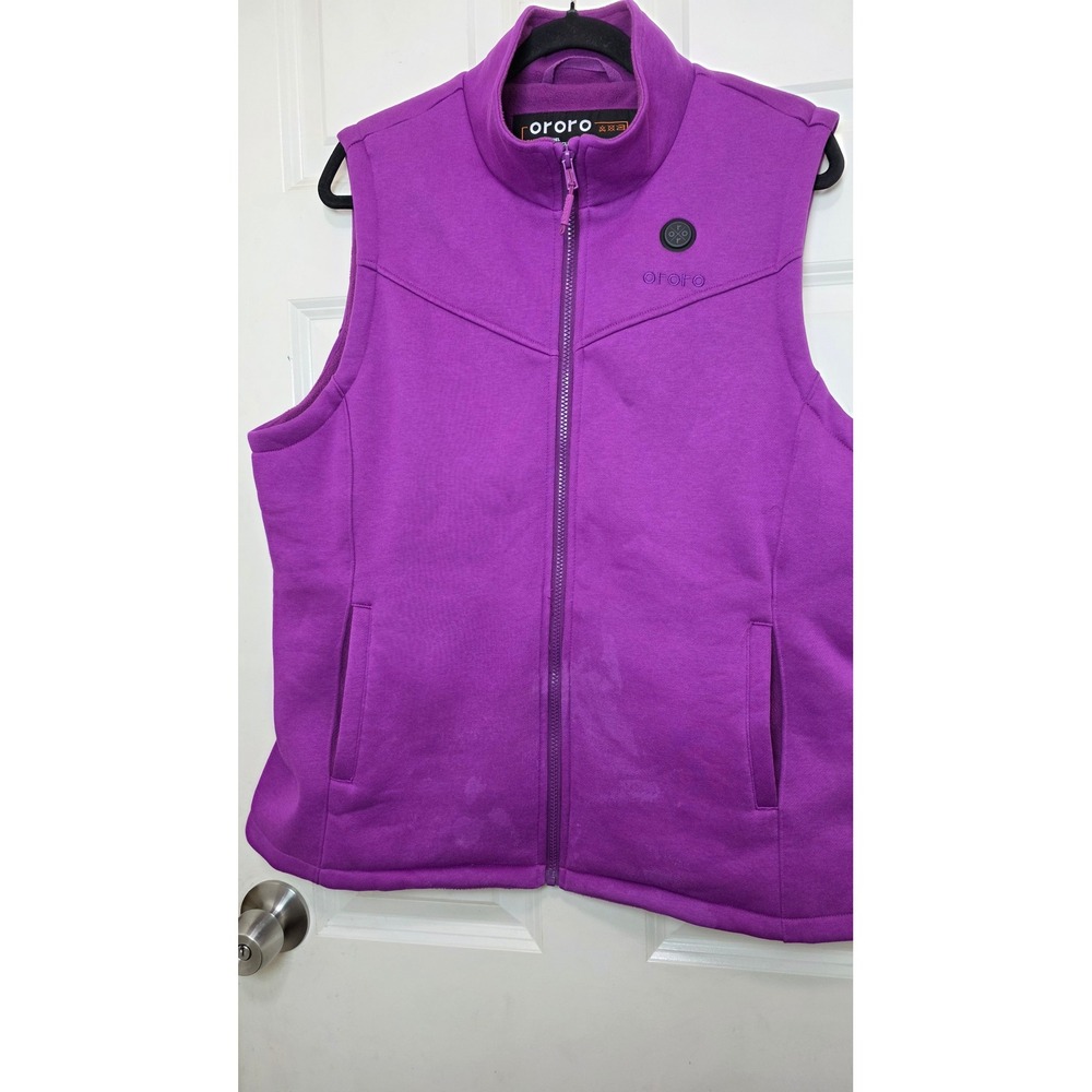 Ororo‎ Heated Vest Women XL Purple Full Zip Fleece Lined Sleeveless Jacket